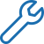 Blue wrench icon on a transparent background.